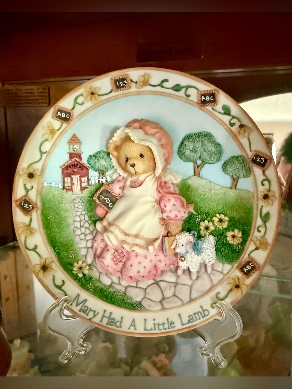 Mary Had a Little Lamb Decorative Wall Plate - Pink Accent